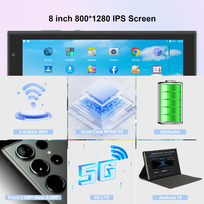 C ideia Tablet Wifi de 8 polegadas com 8+512GB de armazenamento Quad Core Processador 800x1280 IPS Touchscreen verde CM824