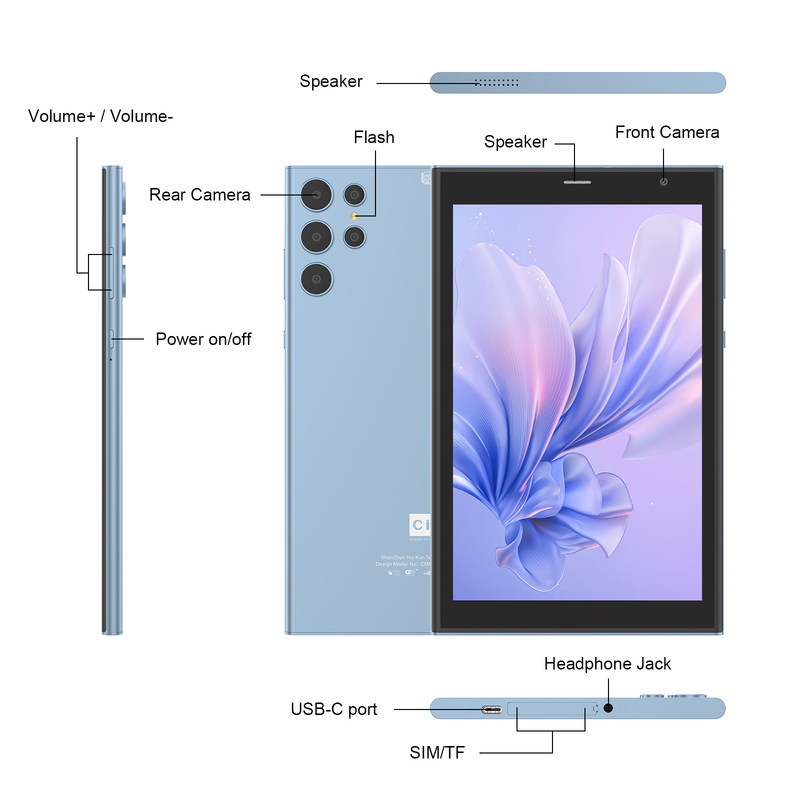 C ideia Tablet Wifi de 8 polegadas com 8+512GB de armazenamento Quad Core Processador 800x1280 IPS Touchscreen azul CM824