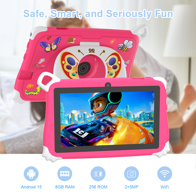 C Idea Android 15 Kids Tablet 8+256GB Educational Tablet Kidspad com APP amigável CM86 rosa