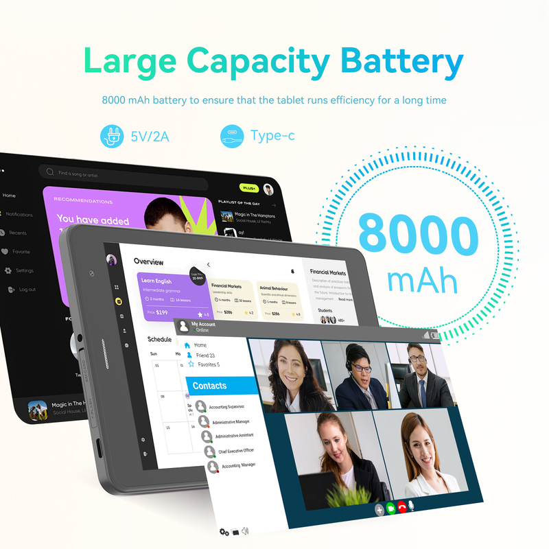 C idea Youth 8 Inch Tablet Android 15 com tela de luz preta, WiFi, 8GB + 512GB, 800*1280 IPS incell CM828