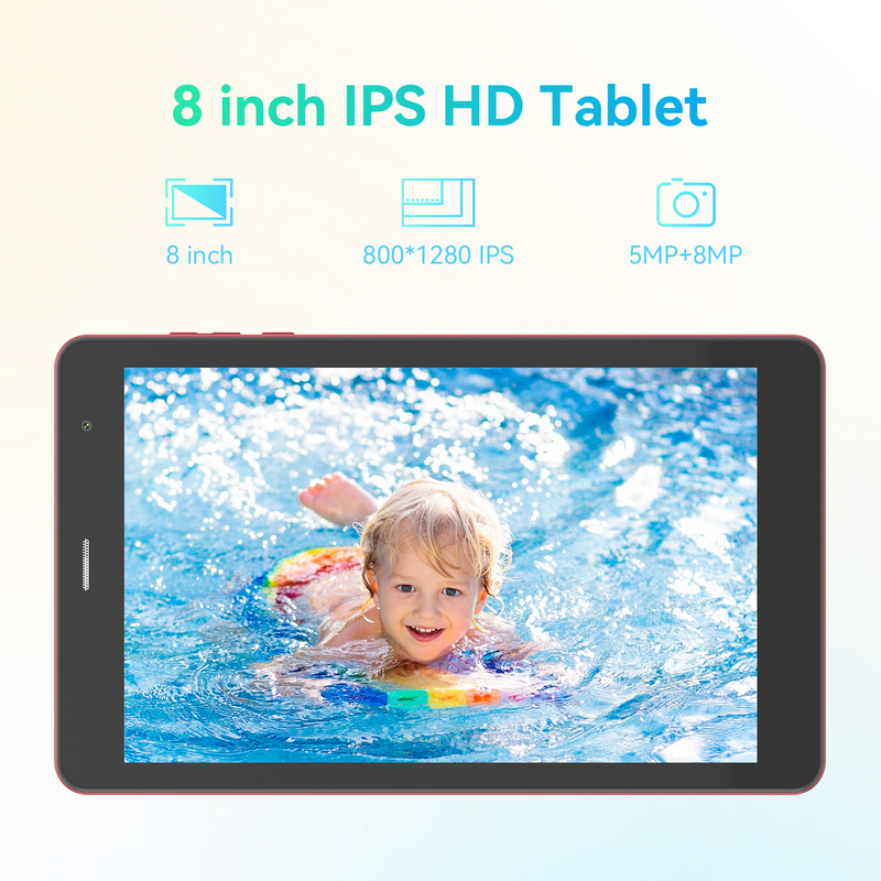 C idea Youth red 8 Inch Tablet Android 15 com slot de cartão tf, WiFi,8GB +512GB, 800*1280 IPS incell CM828