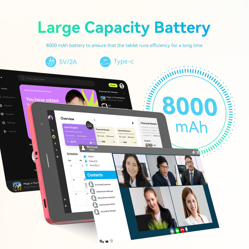 C idea Youth red 8 Inch Tablet Android 15 com slot de cartão tf, WiFi,8GB +512GB, 800*1280 IPS incell CM828