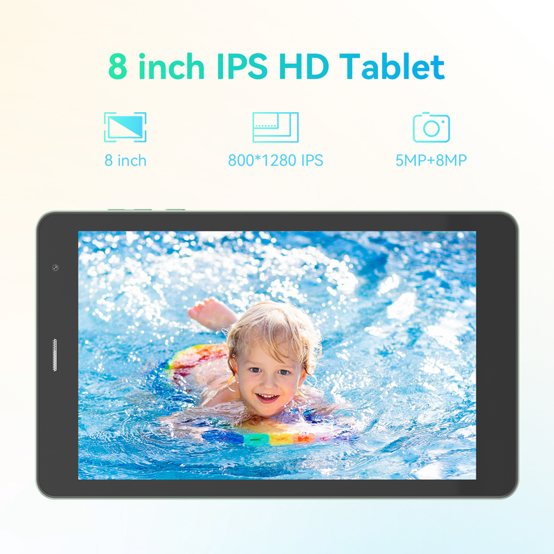 C ideia Youth verde 8 Inch Tablet Android 15 com slot de cartão tf, WiFi,8GB +512GB, 800*1280 IPS incell CM828