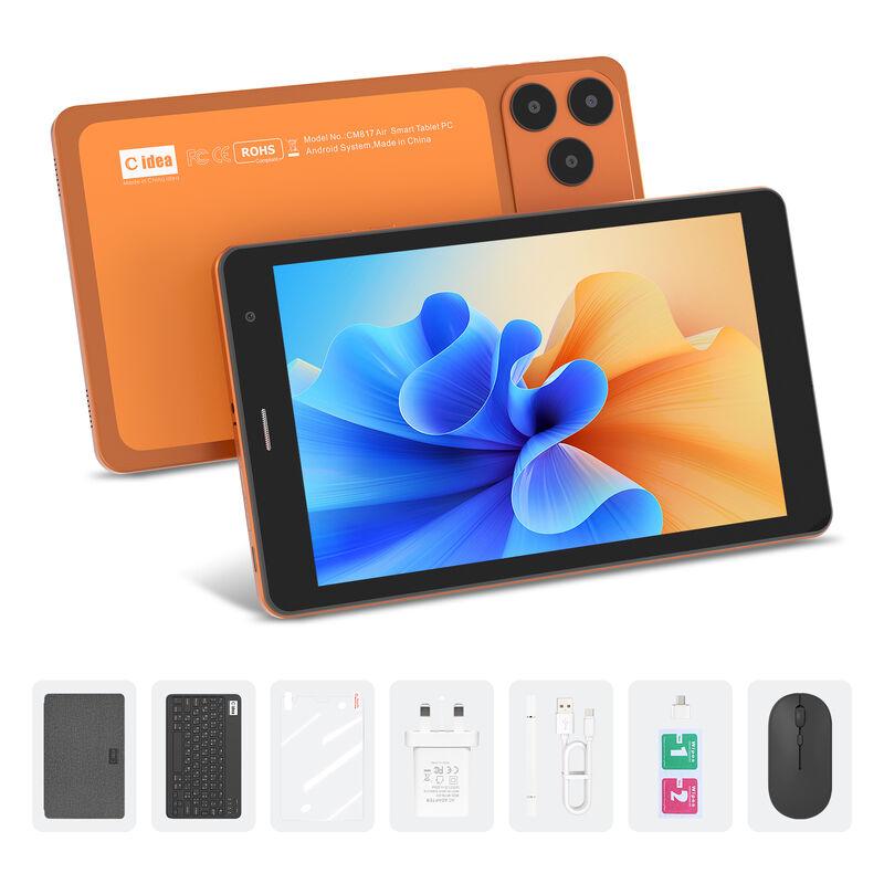 Tablet Wifi C idea de 7 polegadas com capa, 8+256GB de armazenamento, processador Quad Core, tela sensível ao toque IPS de 600x1024 CM517 air
