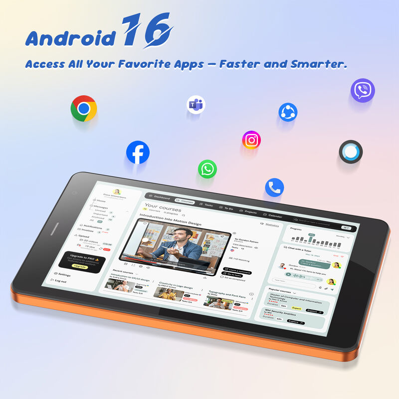 Tablet Wifi C idea de 7 polegadas com capa, 8+256GB de armazenamento, processador Quad Core, tela sensível ao toque IPS de 600x1024 CM517 air