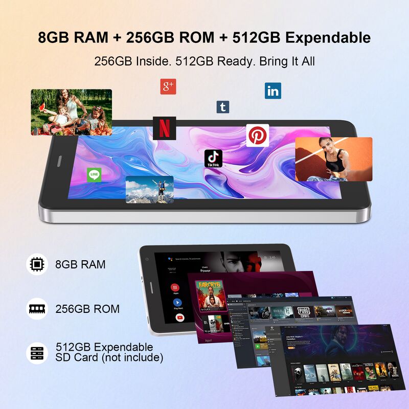 C idea 7 Polegadas Android Smart Tablets 8+256GB 8*CortexTm-A53 WiFi Tablet Tela HD Touch CM517 air