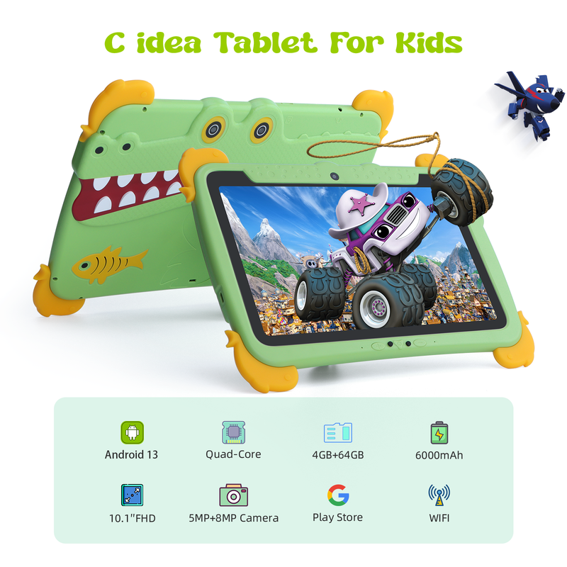 Tablet Android de 10,1 polegadas C Idea 4GB RAM 64GB ROM Kidspad P1100