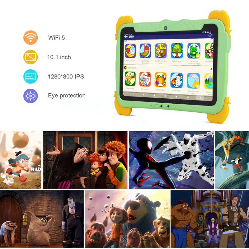 C idea Kids Tab 10.1inch Android 13 Tablet para Criança 4GB RAM 64GB ROM Proteção Ocular Touchscreen para crianças de 3 a 8 anos