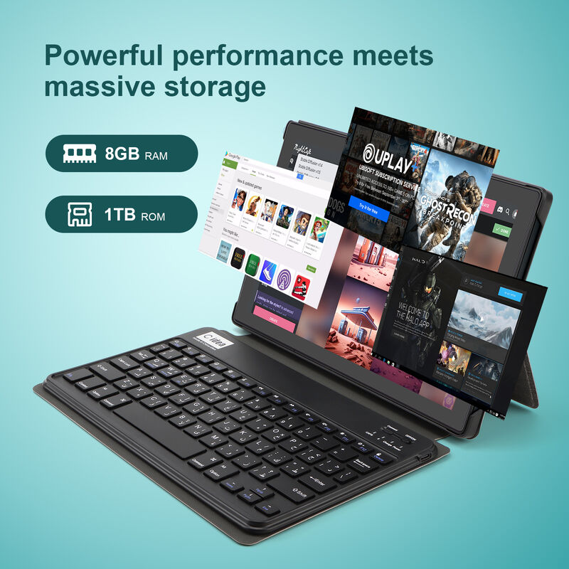 C Idea 10.1 polegadas Tablet PC Dual Camera Wi-Fi HD Resolução de tela capacitiva 8GB RAM 1TB ROM Entretenimento e uso comercial (preto)