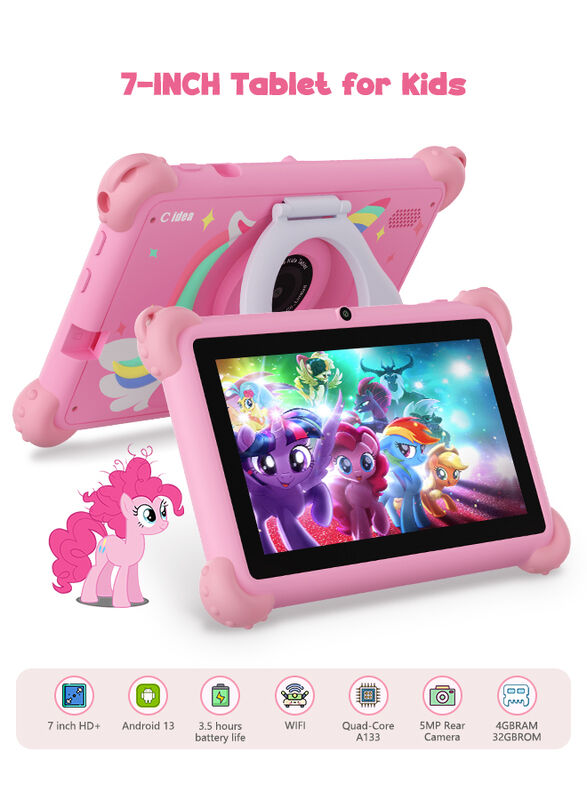C Idea Tablet infantil de 7 polegadas, aparência requintada e capa protetora integrada, resistência e durabilidade para a educação infantil CM88
