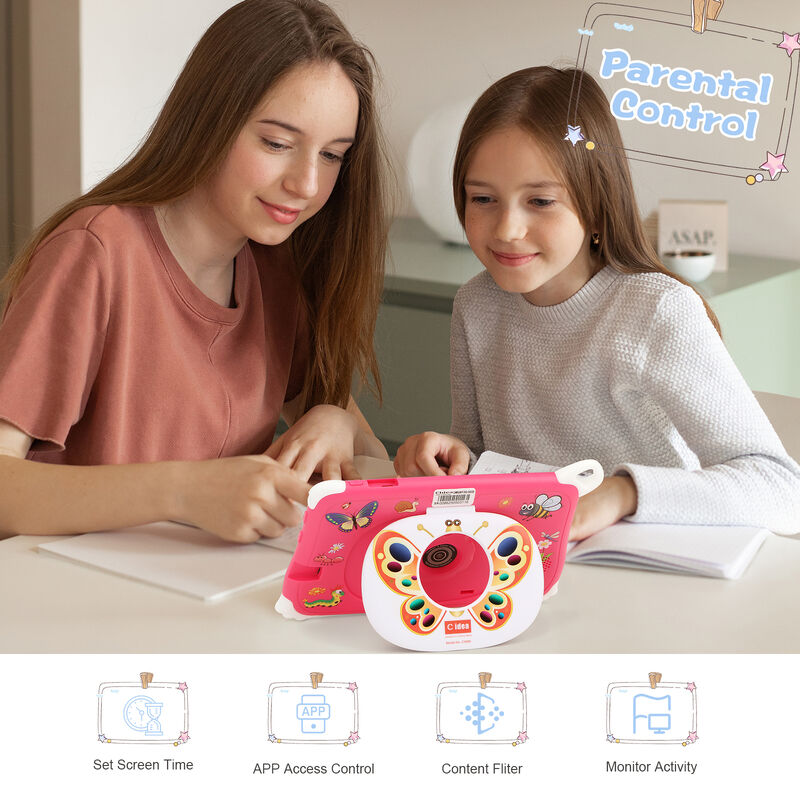 C Idea New Kids Tablet PC 7 polegadas 8GB RAM 256GB ROM Android 16 Wi-Fi Drop Resistente Uso educacional (CM86-Pink)